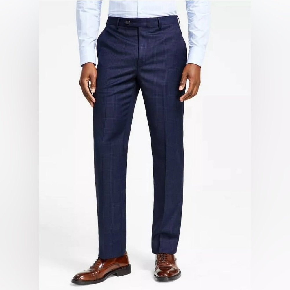 Lauren Ralph Lauren Classic Navy Blue Window Pane Dress pants Size 40W 3…